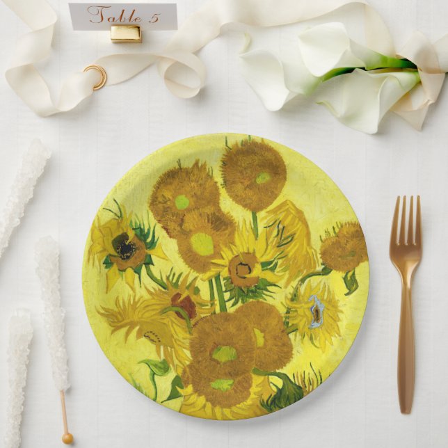 Plato De Papel Sunflowers Vincent van Gogh (Boda)
