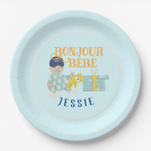 Plato De Papel Sunny Aqua Bonjour Boy Baby