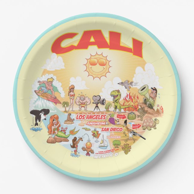Plato De Papel Sunny CALI California Beach Plate (Anverso)