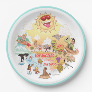 Plato De Papel Sunny California Beach Plate
