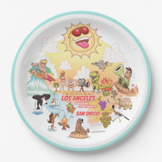 Plato De Papel Sunny California Beach Plate (Anverso)