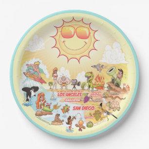 Plato De Papel Sunny California Beach Plate