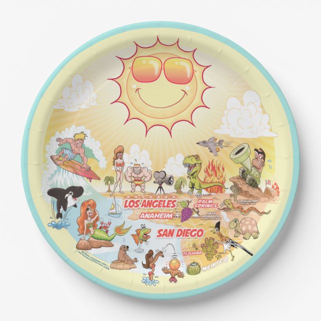 Plato De Papel Sunny California Beach Plate (Anverso)