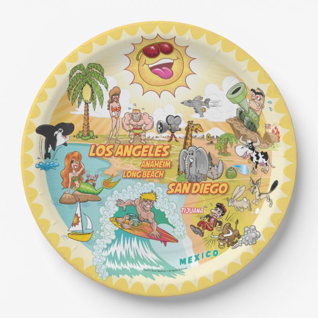 Plato De Papel Sunny California Beach Plate (Anverso)