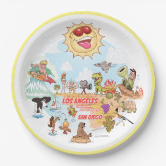 Plato De Papel Sunny California Beach Plate
