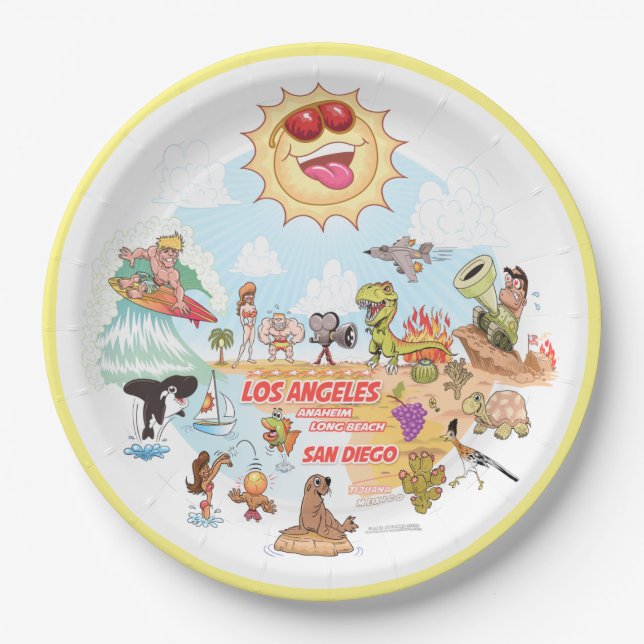 Plato De Papel Sunny California Beach Plate (Anverso)