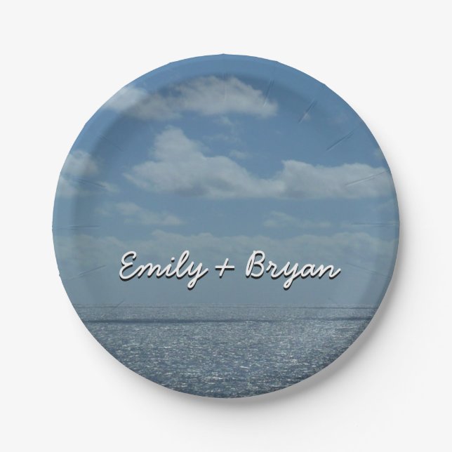 Plato De Papel Sunny Caribbean Sea Blue Ocean (Anverso)