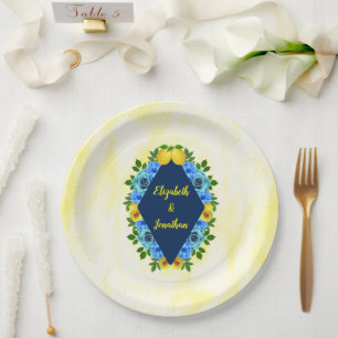 Plato De Papel Sunny Lemon Floral Boda