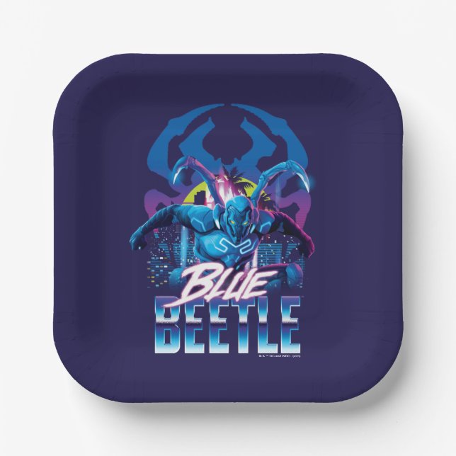Plato De Papel Sunset de Blue Beetle Retrowave City (Anverso)