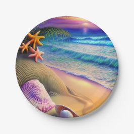 Plato De Papel Sunset de la playa de Fantasy Tropical