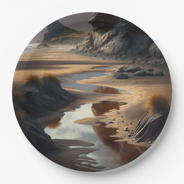 Plato De Papel Sunset Shore (Anverso)