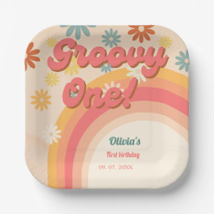 Plato De Papel Sunshine 70 retro groovy daisy flor pa de cumpleañ