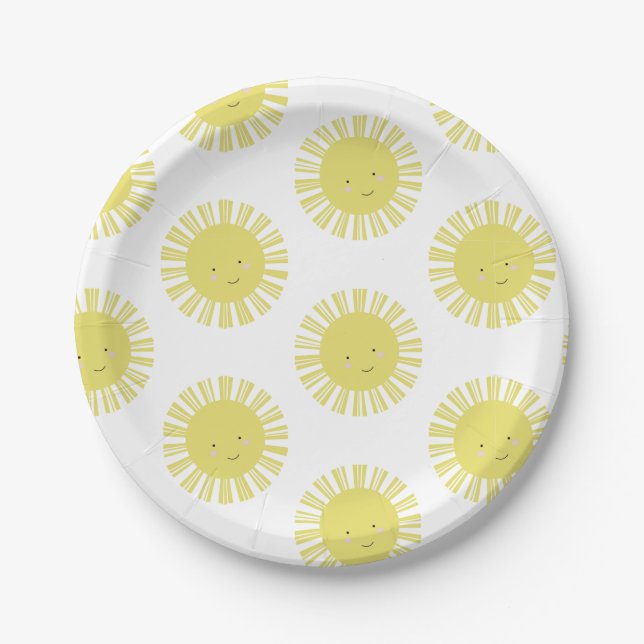 Plato De Papel Sunshine amarillo sol cumpleaños Fiesta Baby Showe (Anverso)