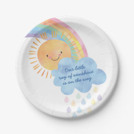 Plato De Papel Sunshine and Rainbow Baby Shower