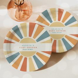 Plato De Papel Sunshine Baby Shower aquí llega el Son Rays Amaril