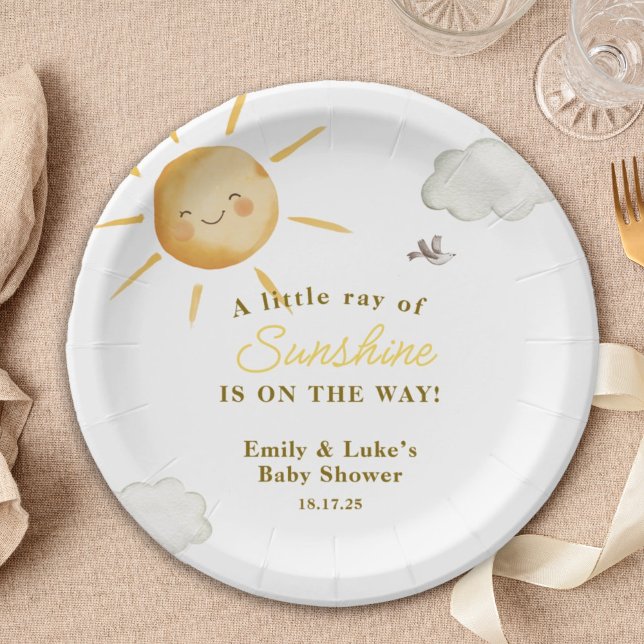 Plato De Papel Sunshine Boho Sun Gender-Neutral Baby Shower (Subido por el creador)
