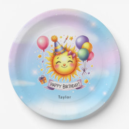 Plato De Papel Sunshine Custom Name Happy Birday Paper Plates