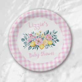 Plato De Papel Sunshine Fun y Lemonade Floral Baby Shower