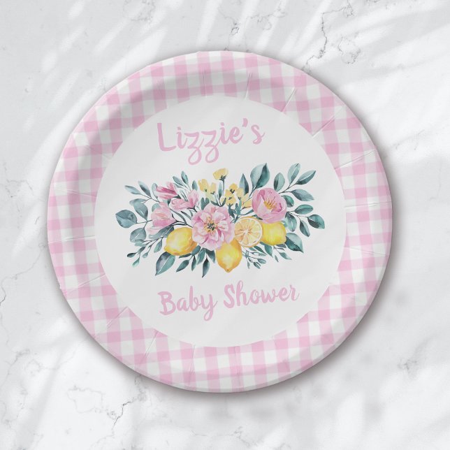 Plato De Papel Sunshine Fun y Lemonade Floral Baby Shower (Subido por el creador)