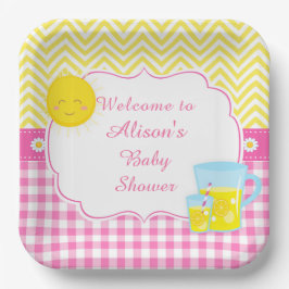 Plato De Papel Sunshine & Lemonade Rosa & Amarillo