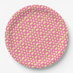 Plato De Papel Sunshine rosa y amarillo