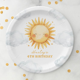 Plato De Papel Sunshine Summer Kids Fiesta de cumpleaños