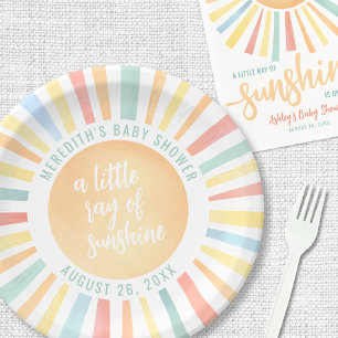 Plato De Papel Sunshine Sun Baby Shower