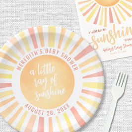 Plato De Papel Sunshine Sun Baby Shower