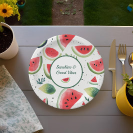 Plato De Papel Sunshine & Watermelon