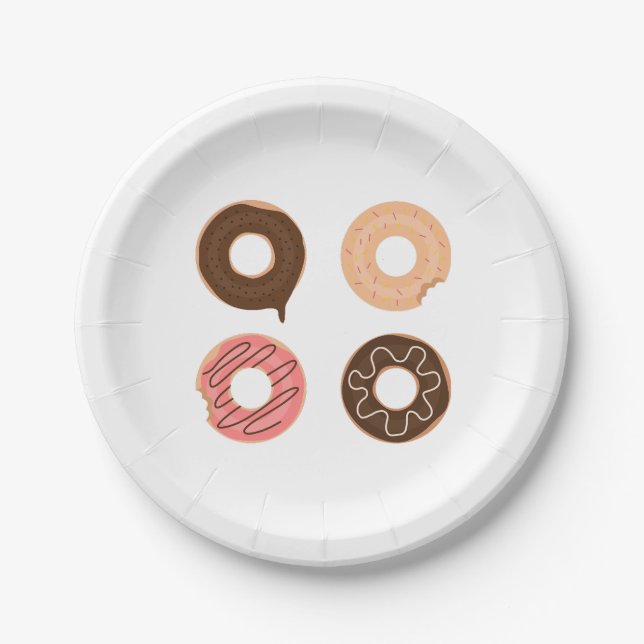 Plato De Papel Súper lindo conjunto de donuts fiesta de papel (Anverso)
