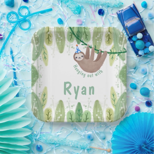 Plato De Papel Super lindo cumpleaños de chico perezoso (Fiesta)