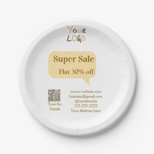 Plato De Papel super oferta negocio descuento escanea código QR d