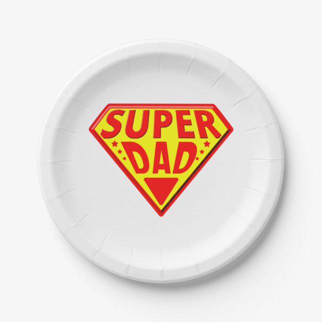 Plato De Papel Super Papá - Feliz Día del Padre (Anverso)