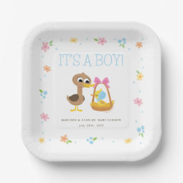 Plato De Papel Super Simple | 5 Little Ducks Boy Baby Shower