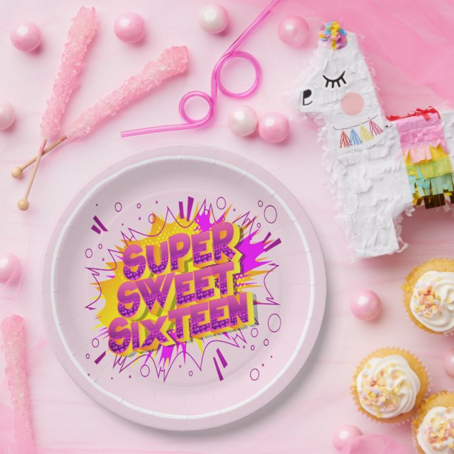 Plato De Papel Super Sweet 16th Birthday party (Fiesta)