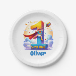 Plato De Papel Super 'Uno' - Año heroico de [Nombre]