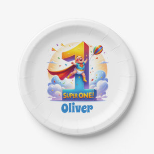 Plato De Papel Super 'Uno' - Año heroico de [Nombre]