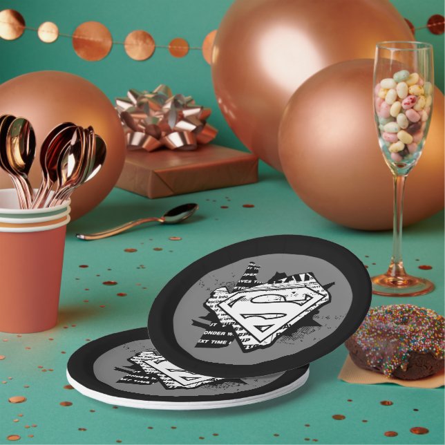 Plato De Papel Supergirl Newsprint S-Shield (Multi)