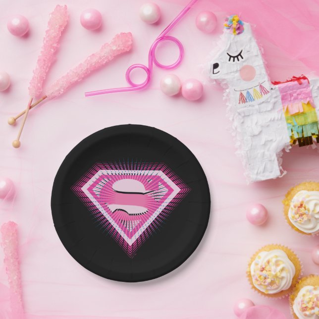 Plato De Papel Supergirl Pink Logo (Fiesta)