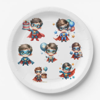 Plato De Papel Superhero Paper Plate Boy Birthday Party Tableware