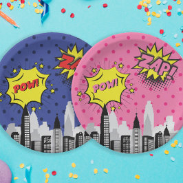 Plato De Papel Superhéroe de historietas único chico