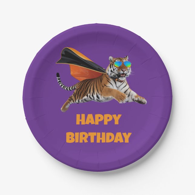 Plato De Papel Superhéroe de tigre (Anverso)