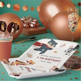 Plato De Papel Superhéroes animales adoran animales Fiestas Cumpl