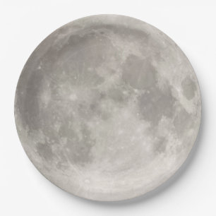 Plato De Papel Superluna en cielo negro