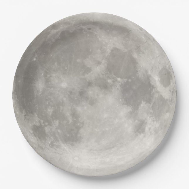 Plato De Papel Superluna en cielo negro (Anverso)
