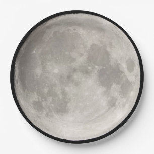 Plato De Papel Superluna en cielo negro