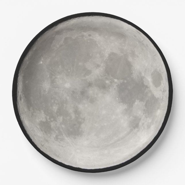 Plato De Papel Superluna en cielo negro (Anverso)