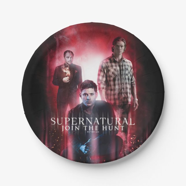 Plato De Papel Supernatural Crowley, Dean y Sam (Anverso)