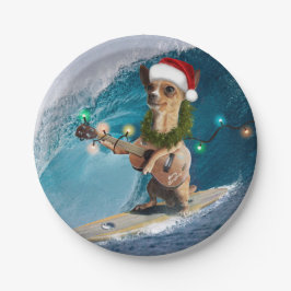 Plato De Papel Surf Chihuahua navidades
