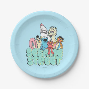Plato De Papel Surf de cosecha de sesame Street de los 90